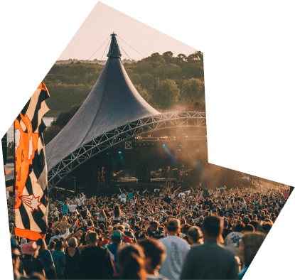 Crowds stand infront of the main stage at Valley Fest